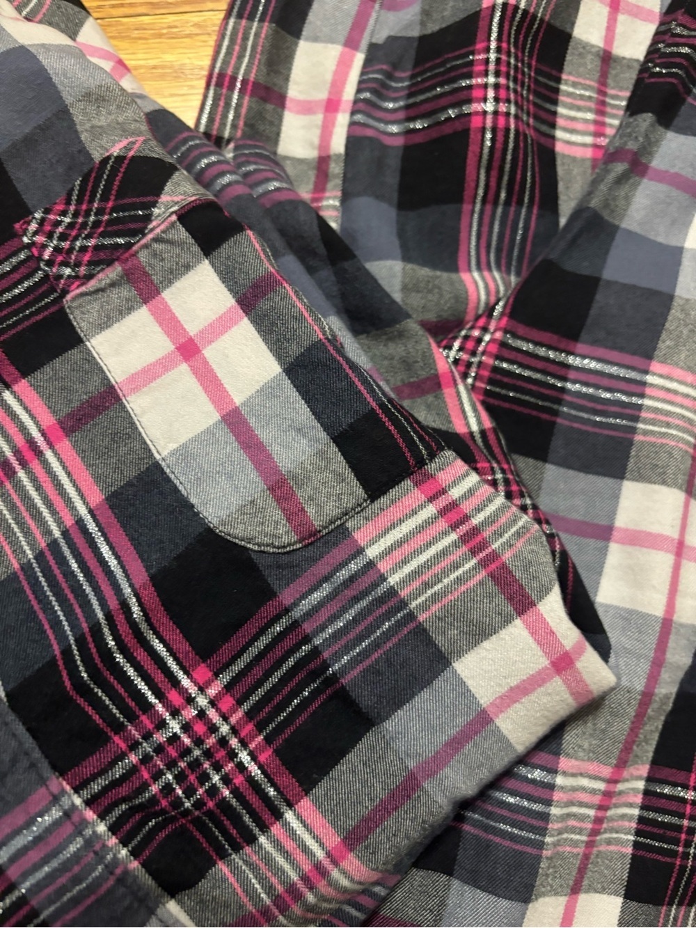 Victoria's Secret Plaid Pajama Set - Black, Gray & Pink - Picture 3 of 6